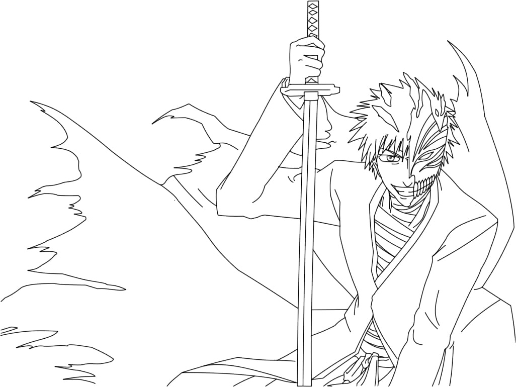 The character Kurosaki Ichigo from the Anime Bleach Coloring Page