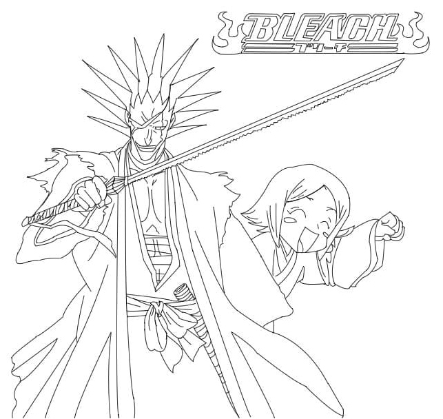 Zaraki Kenpachi and Yachiru from the anime series Bleach Coloring Page