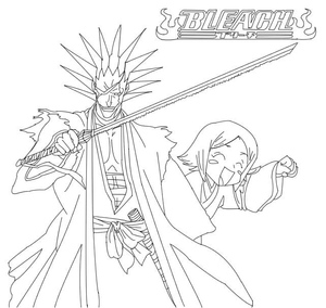 Zaraki Kenpachi and Yachiru from the anime series Bleach