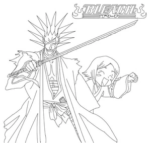 Zaraki Kenpachi and Yachiru from the anime series Bleach Coloring Page