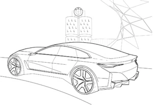 BMW Car in an Executive Office Setting Coloring Page