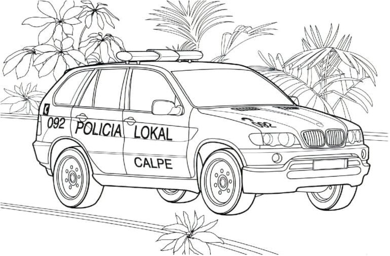 BMW X5 Police Car Coloring Page