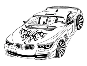 Coloring Page: BMW with Decal Coloring Page