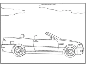 Stunning BMW Convertible with Cloudy Sky Background Coloring Page