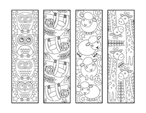Animal-themed Bookmarks Coloring Page