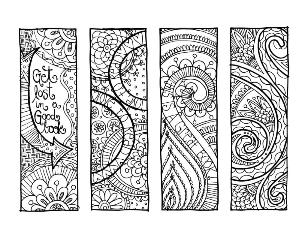 Anti-Stress Bookmarks for Adults Coloring Page