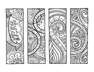 Anti-Stress Bookmarks for Adults Coloring Page