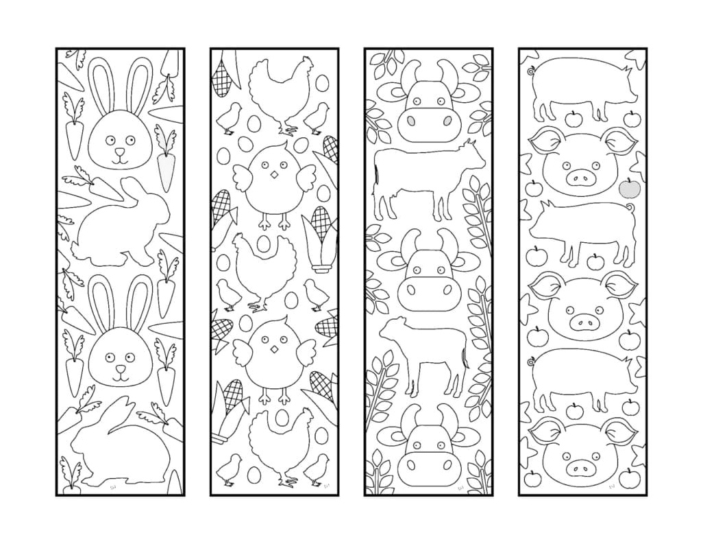 Bookmarks featuring Adorable Animals Coloring Page