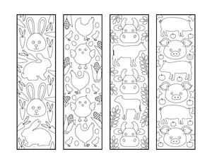 Bookmarks featuring Adorable Animals Coloring Page
