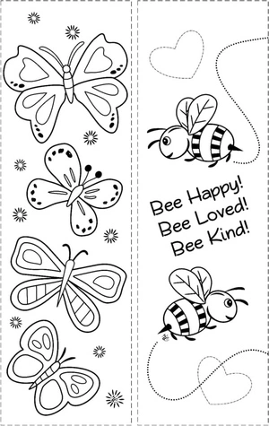 Coloring Page with Butterflies and Bees Coloring Page