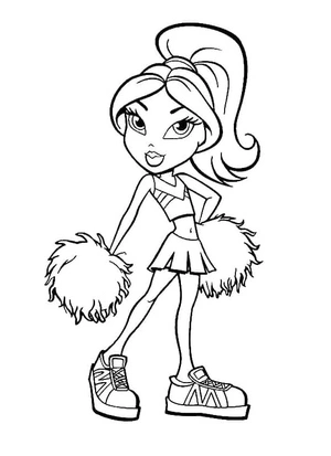 Cheerleader Bratz Coloring Page
