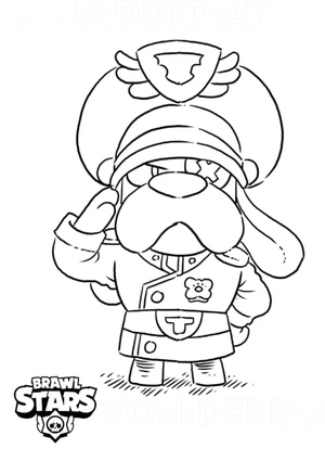 Coloring page featuring Colonel Ruffs from the game Brawl Stars Coloring Page