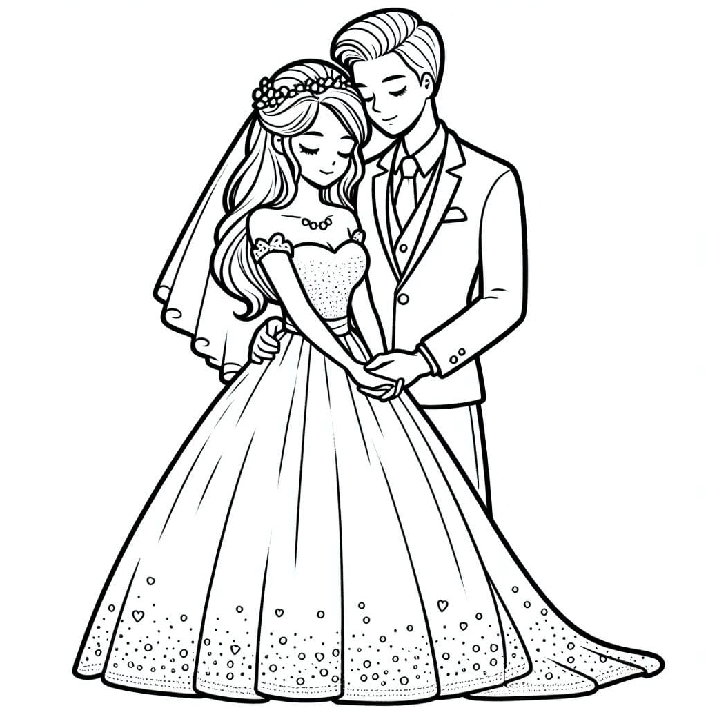 Wedding Couple Coloring Page