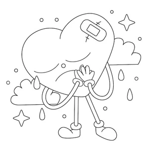 Adorable Melancholy Heartbroken Coloring Page