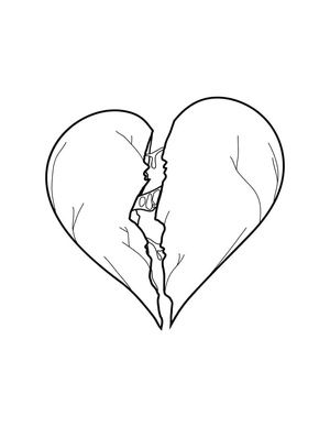 Innovative Broken Heart design – avoid naming it Heartbroken Beauty Coloring Page