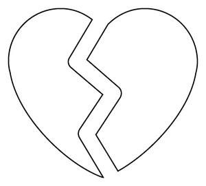 Simple Broken Heart Emoticon Coloring Page