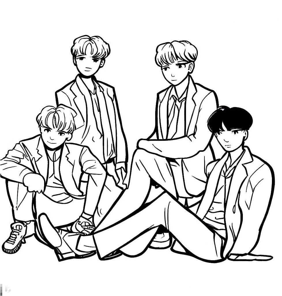 BTS Boys Coloring Page