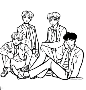 BTS Boys Coloring Page