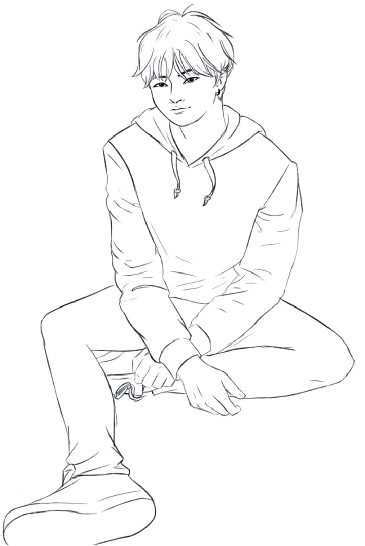 Handsome Boy from BTS Coloring Page