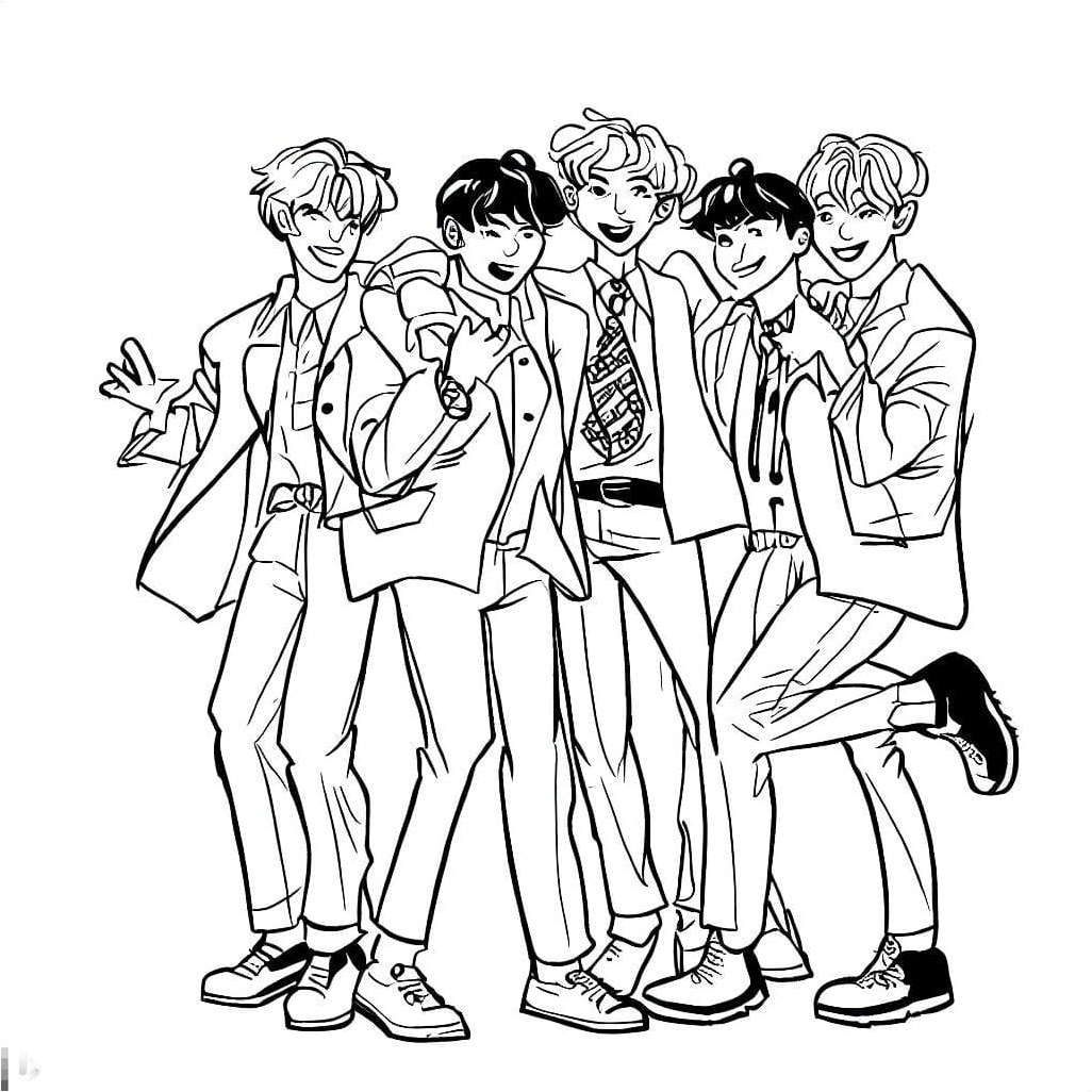 Happy BTS Coloring Page