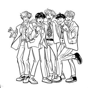 Happy BTS Coloring Page