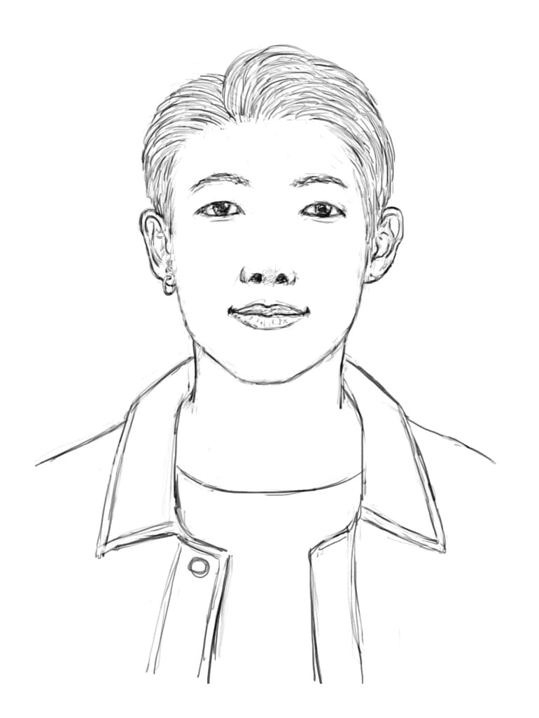 Rap Monster from the band BTS Coloring Page