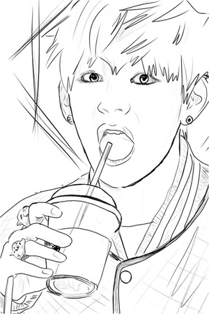 V from the K-pop group BTS Coloring Page