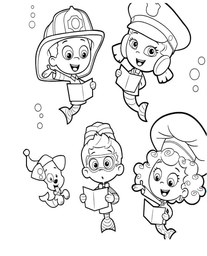 Guppies Learning Different Professions Coloring Page