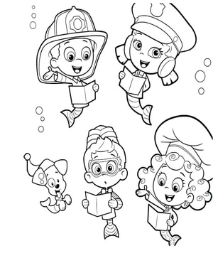 Guppies Learning Different Professions Coloring Page