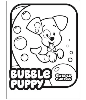 Playful Pup Bubbles Coloring Page