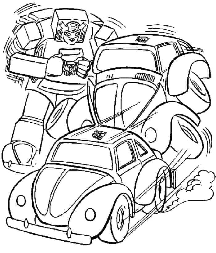 Bumblebee and two of his fellow Autobots Coloring Page