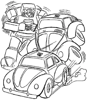 Bumblebee and two of his fellow Autobots Coloring Page