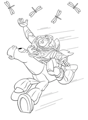 Buzz Lightyear Riding a Horse Coloring Page