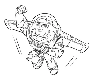 "Buzz Lightyear Soaring Through the Sky" Coloring Page