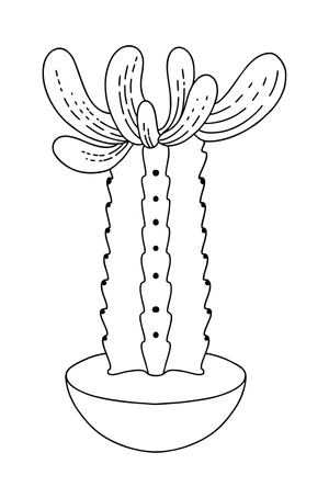 Fantastic Potted Cactus Coloring Page