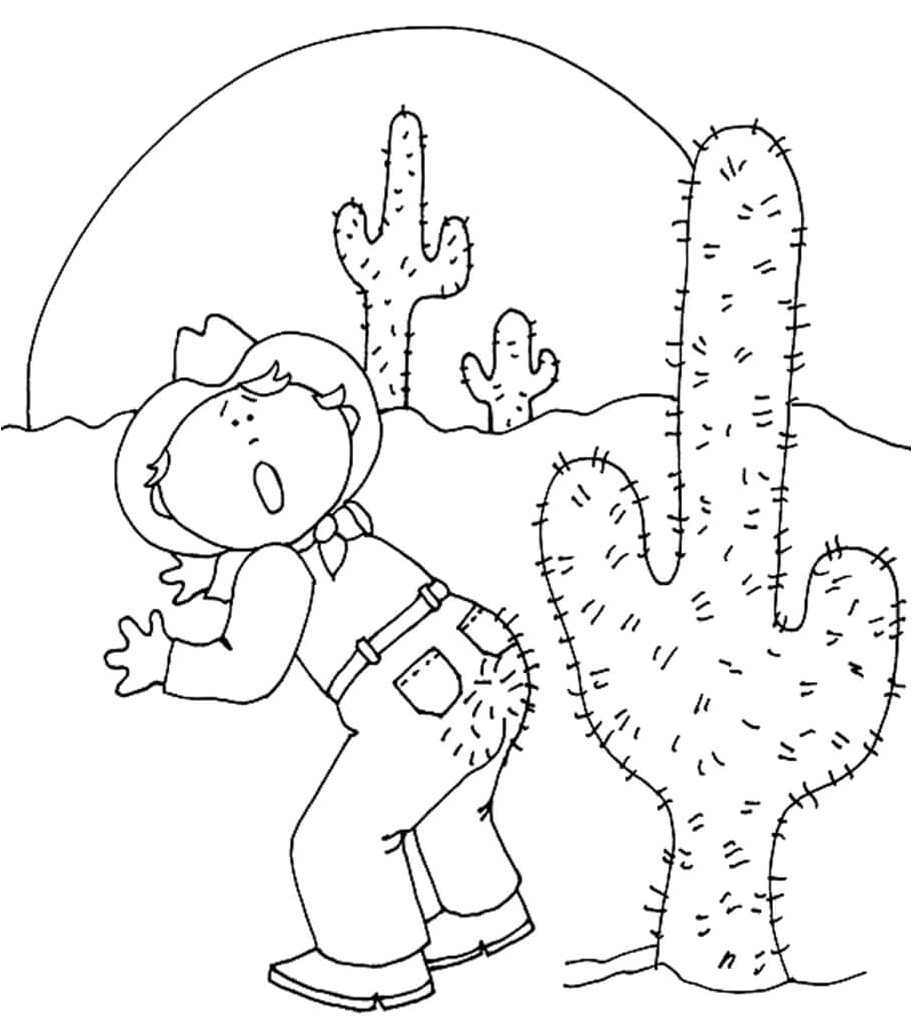 Person wounded by a Cactus Coloring Page