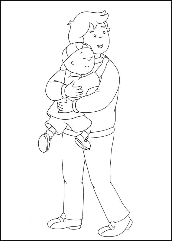 Caillou and Daddy, instead of referring to them as Caillou and his Dad Coloring Page