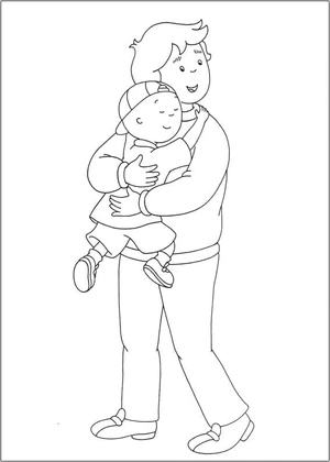 Caillou and Daddy, instead of referring to them as Caillou and his Dad Coloring Page
