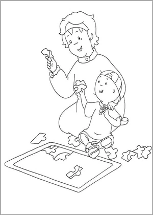 Caillou and His Mom Coloring Page