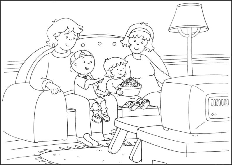 Caillou and His Relatives Coloring Page