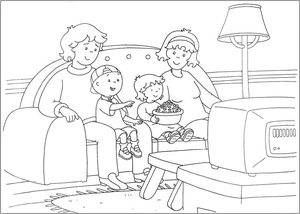 Caillou and His Relatives Coloring Page