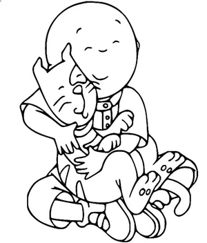 Caillou Embraces Gilbert Coloring Page