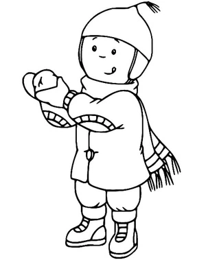 Caillou in the Winter Landscape Coloring Page