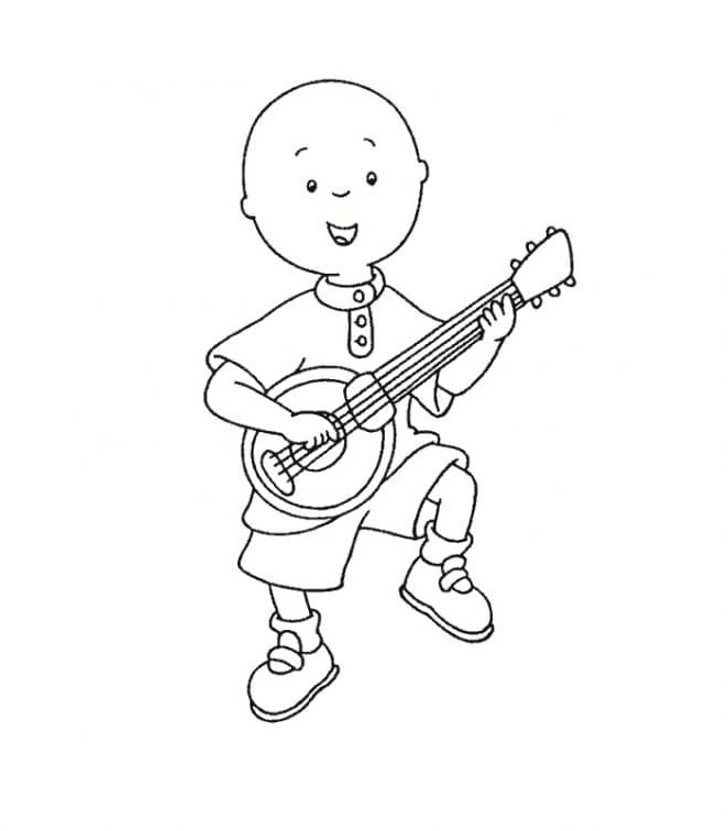 Caillou Playing the Banjo Coloring Page