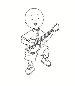 Caillou Playing the Banjo Coloring Page
