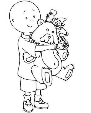Caillou Playing with His Toys Coloring Page