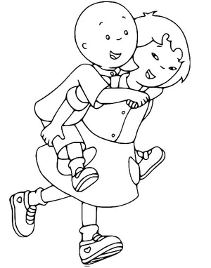 Caillou with Sarah Coloring Page