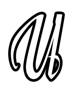 Letter U in Calligraphy Alphabet Coloring Page