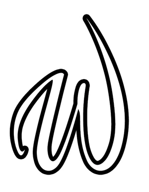 W - Calligraphy Alphabet Letter Coloring Page