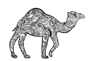 Mandala of a Walking Camel Coloring Page